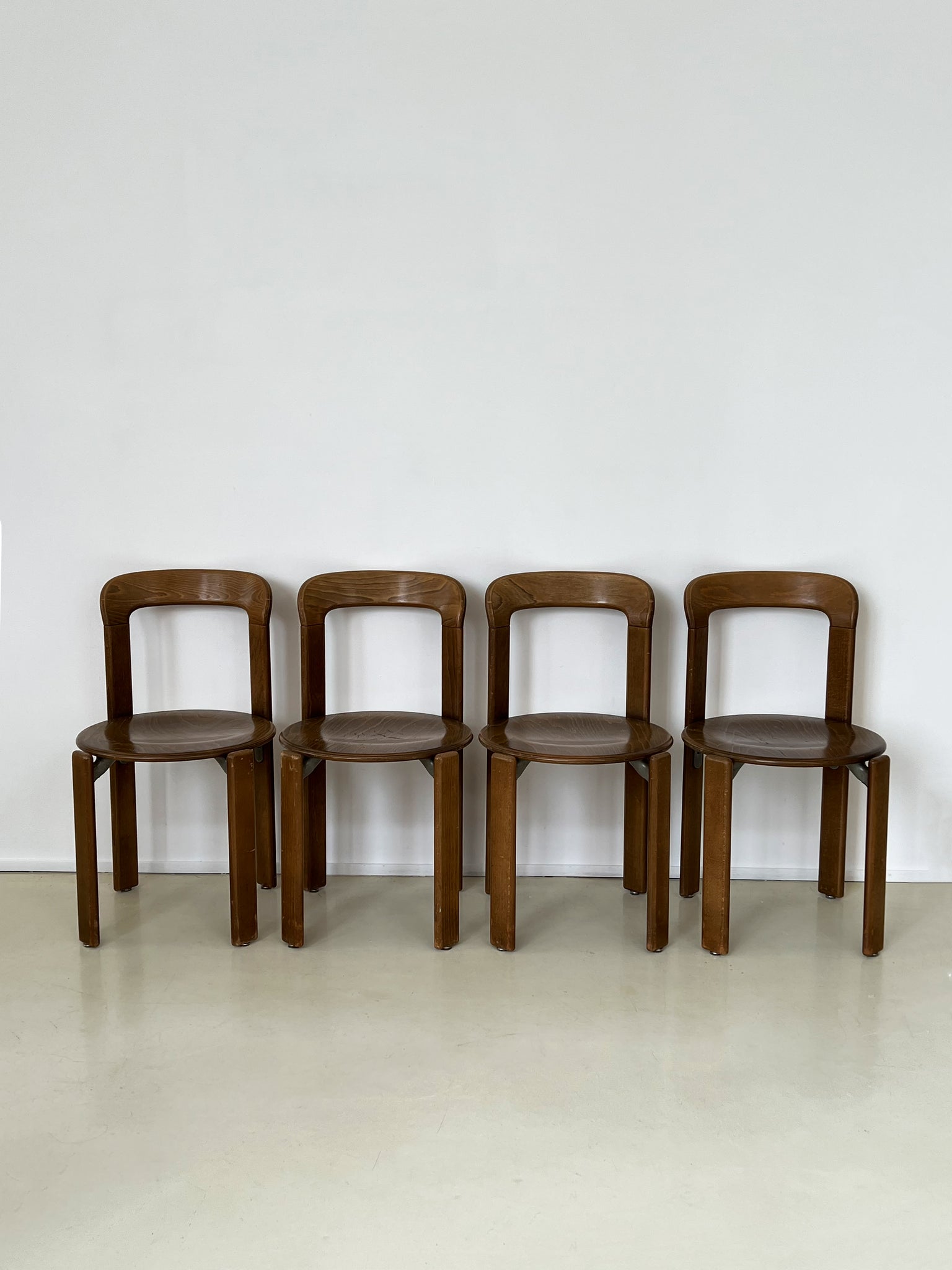 Vintage Set of 4 Brown Bruno Rey Dining Chairs