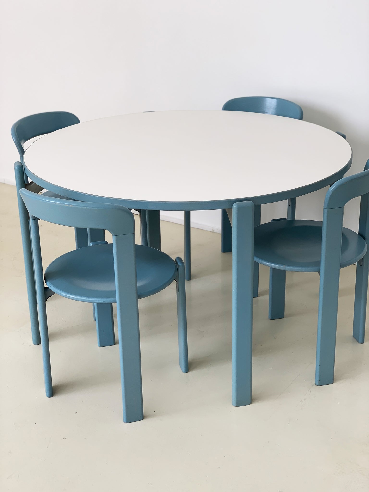 1970s Baby Blue Bruno Rey Table and Dining Chair Set