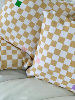 Beige And White Checkerboard Pillow