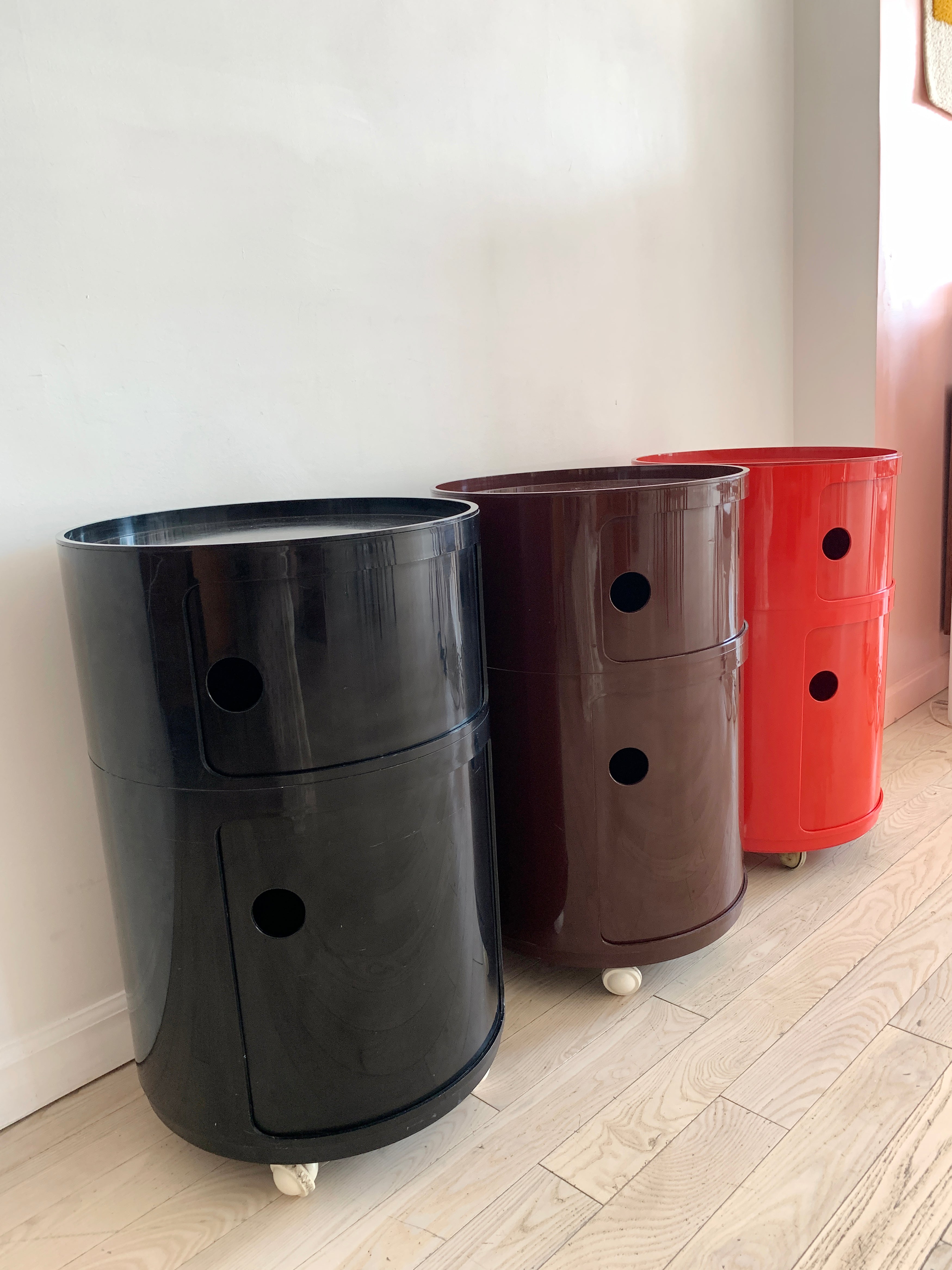 Tall 1970s Plastic Componibili Unit on Caster Wheel by Anna Castelli f ...