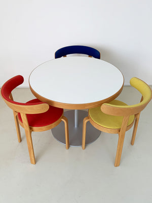 1980s Danish Beechwood and Formica Round Dining Table