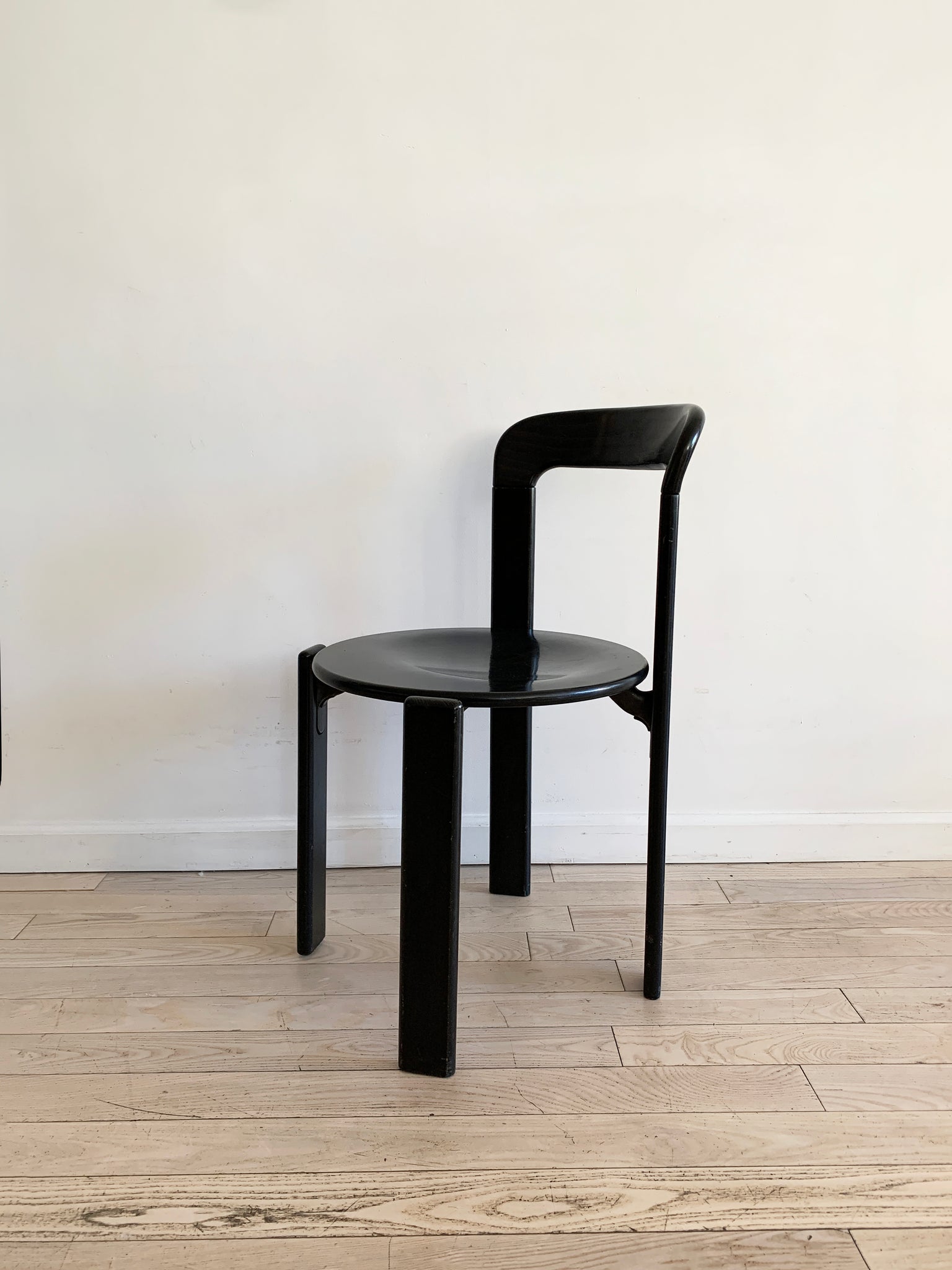 1970s Black Stained Rey Stacking Chairs by Bruno Rey - Set of 4