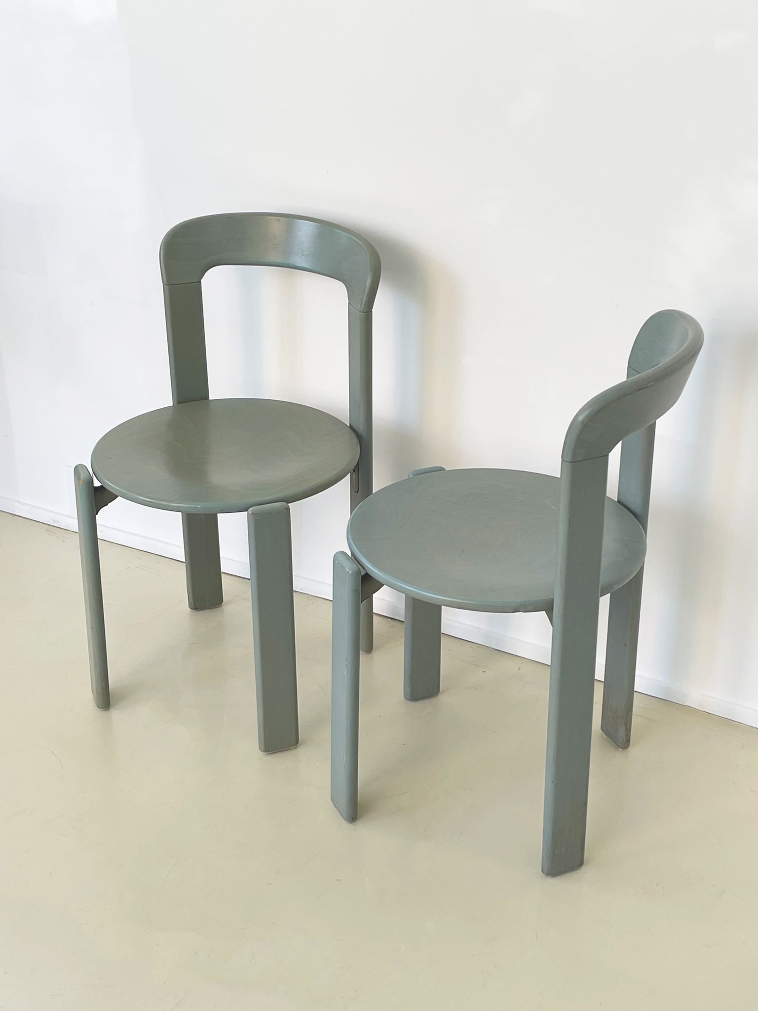 1970s Slate Blue Stained Rey Chairs by Bruno Rey (Pair)