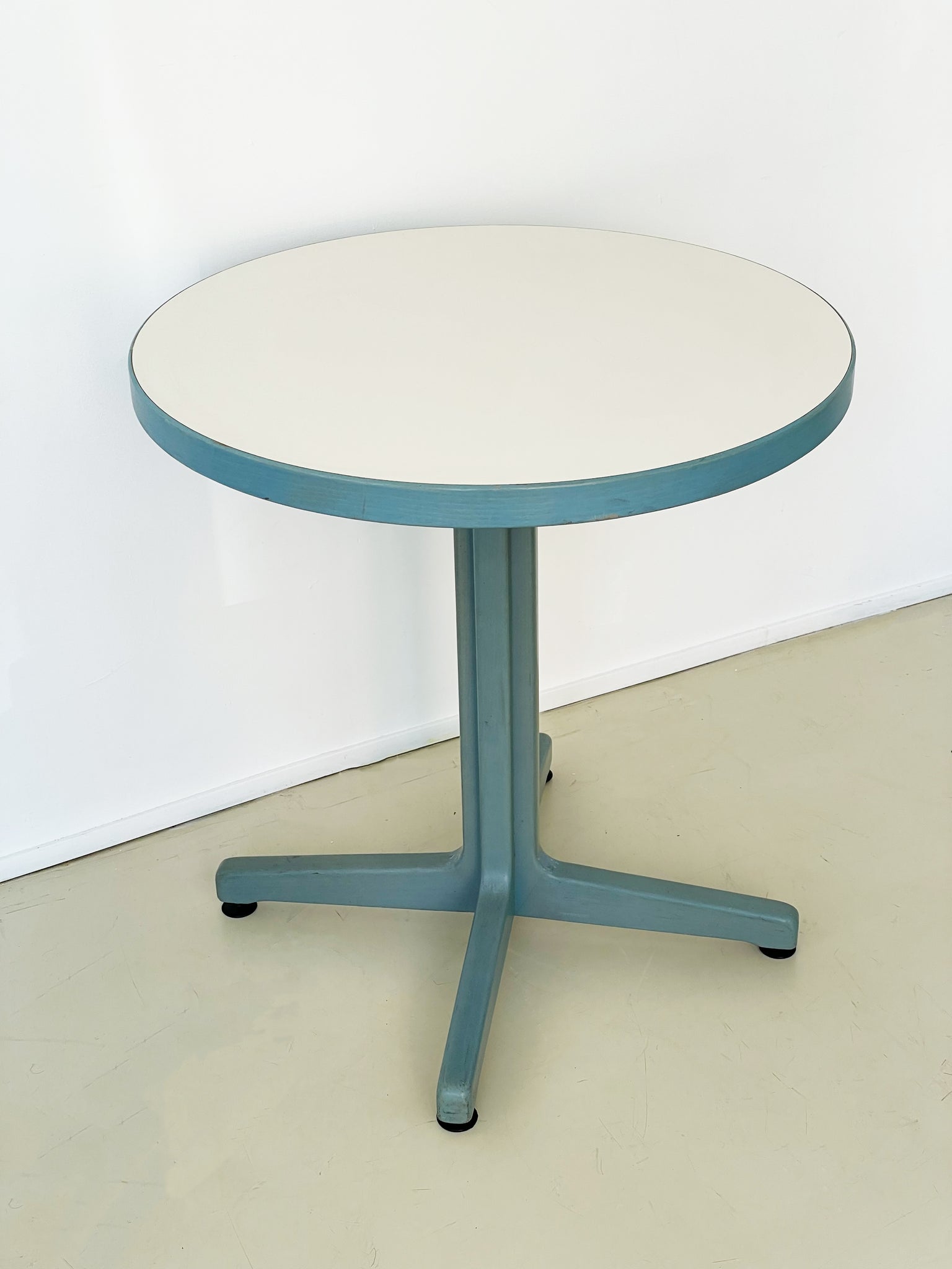 1970s Bruno Rey Blue and White Round Dining Table