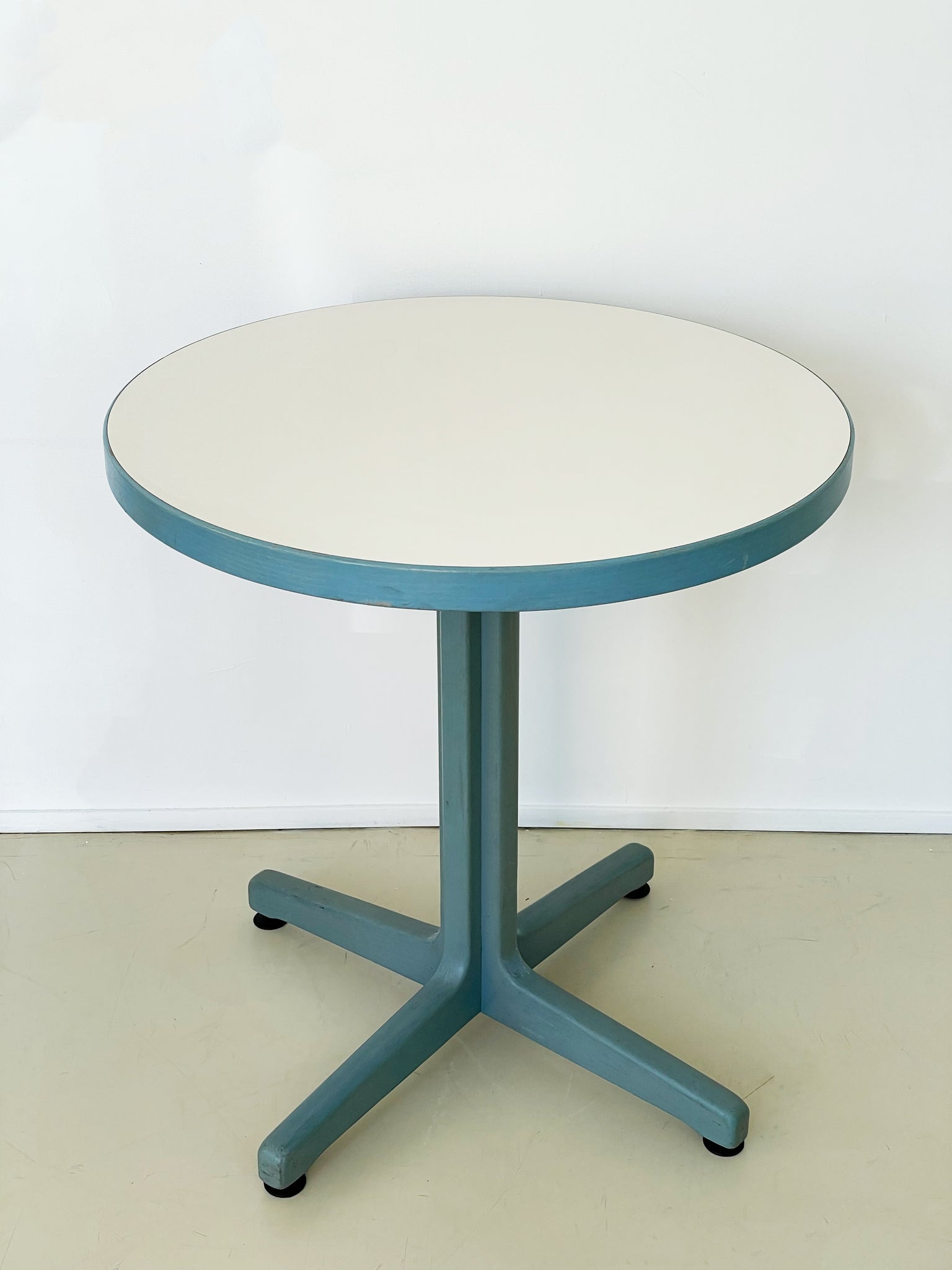1970s Bruno Rey Blue and White Round Dining Table