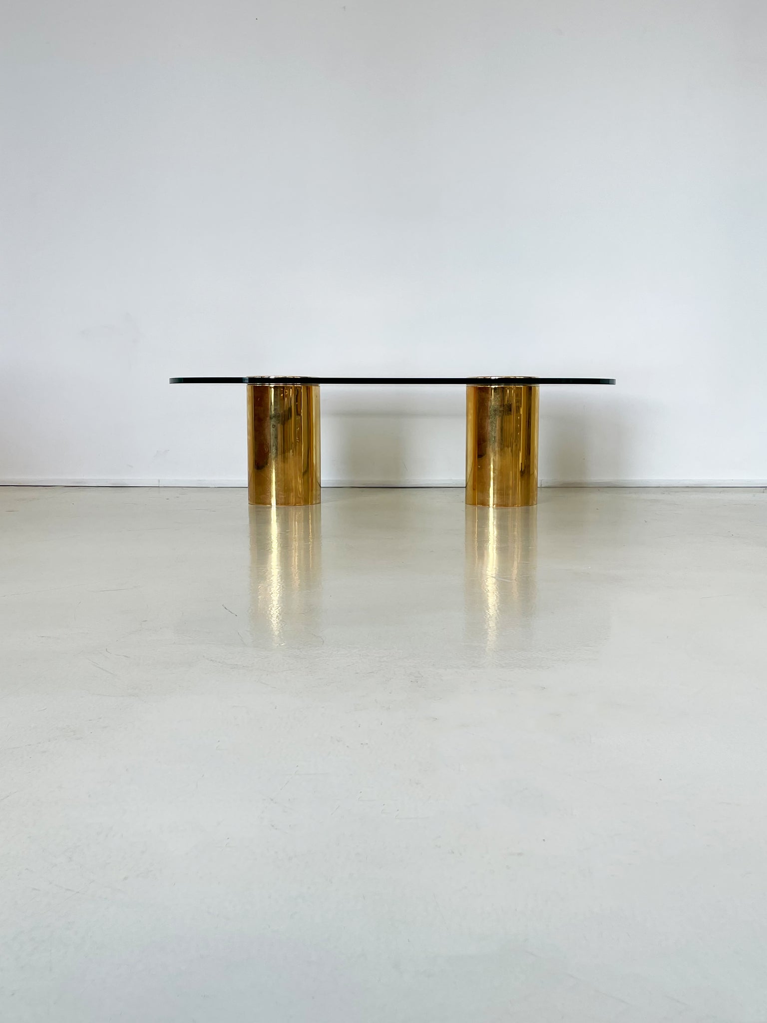 1970s Brass Cylinder Coffee Table