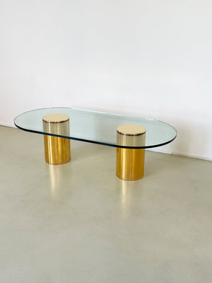 1970s Brass Cylinder Coffee Table
