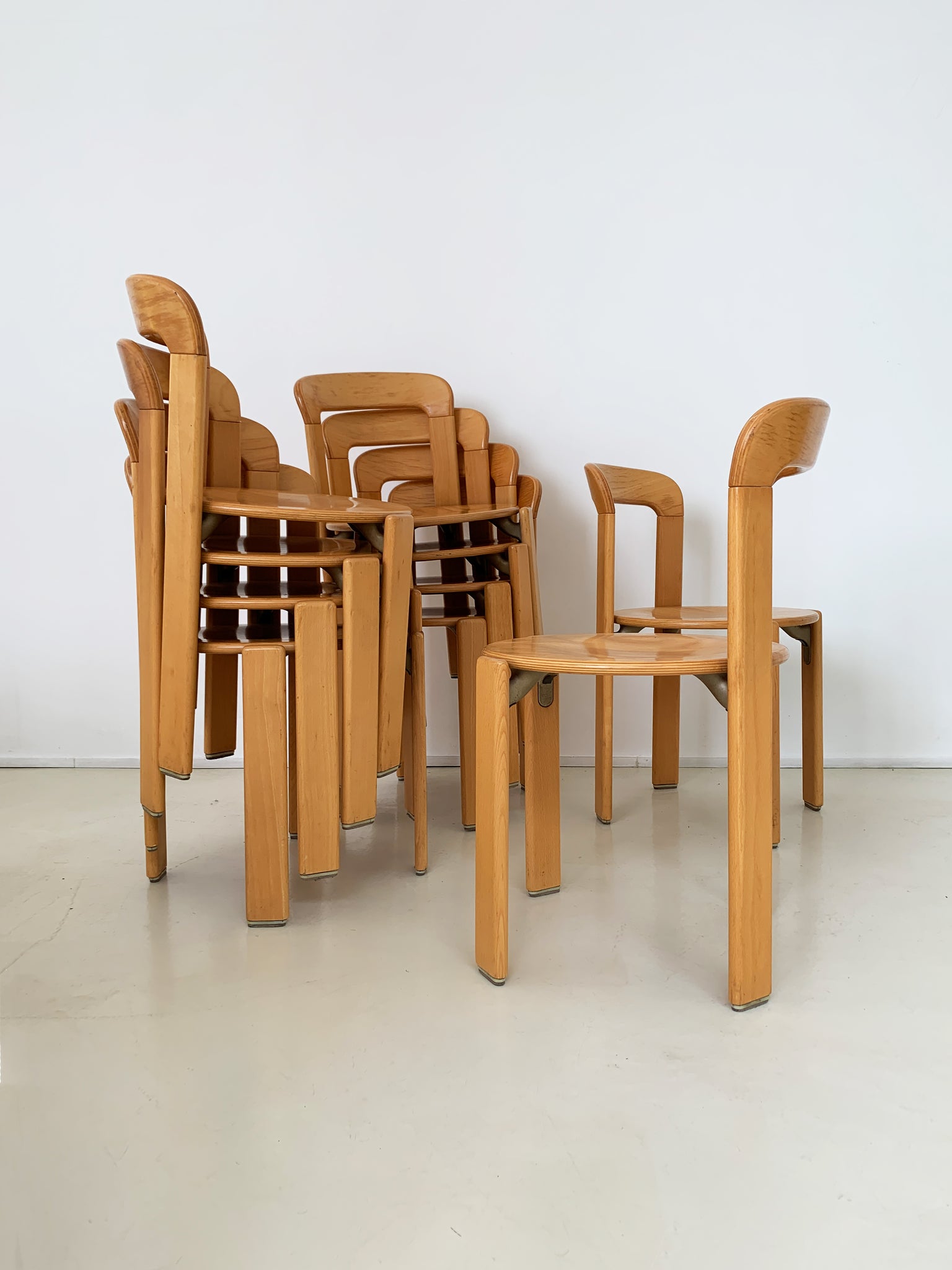 1970s Beech Rey Stacking Chairs Designed by Bruno Rey – Home Union NYC