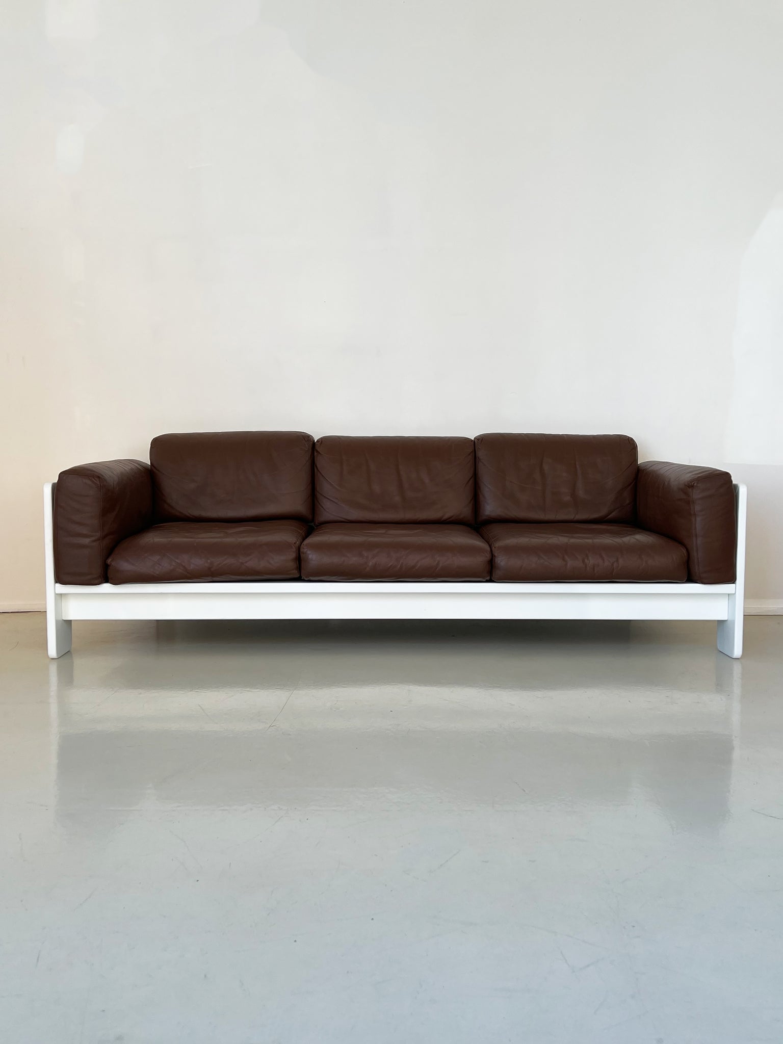Vintage Rich Chocolate Brown Leather Tobia Scarpa for Knoll Bastiano Sofa