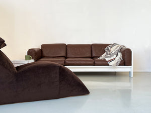 Vintage Rich Chocolate Brown Leather Tobia Scarpa for Knoll Bastiano Sofa