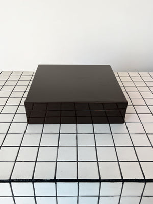 1970s Square Dark Brown Make Hasuike for Gedy Vanity Box