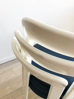 1970s Bruno Rey White Stacking Chairs-Set of 6
