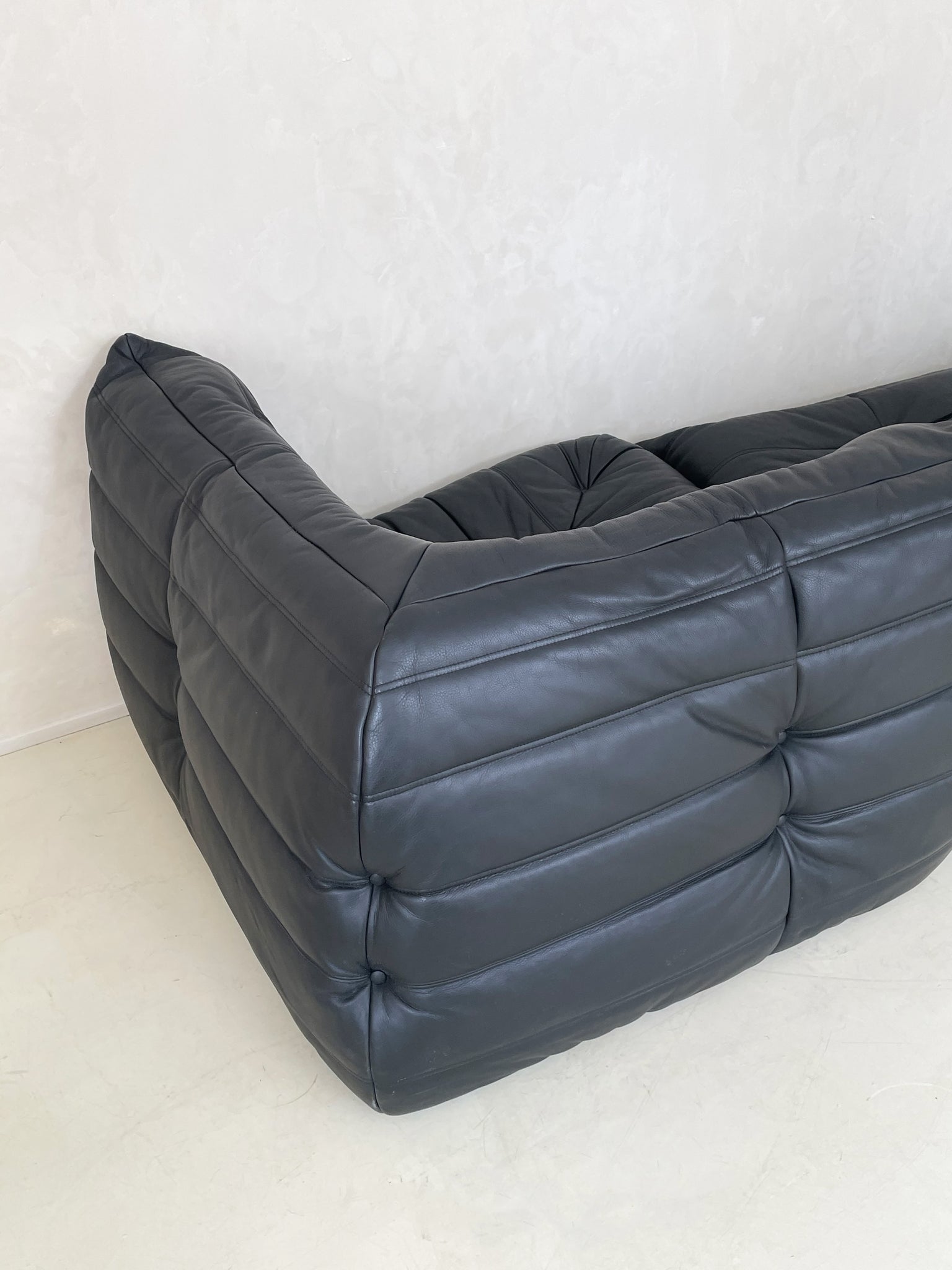 2-Seater Togo Sofa in Black Leather by Michel Ducaroy for Ligne