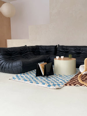 Black Leather Togo Sofa by Michel Ducaroy for Linge Roset
