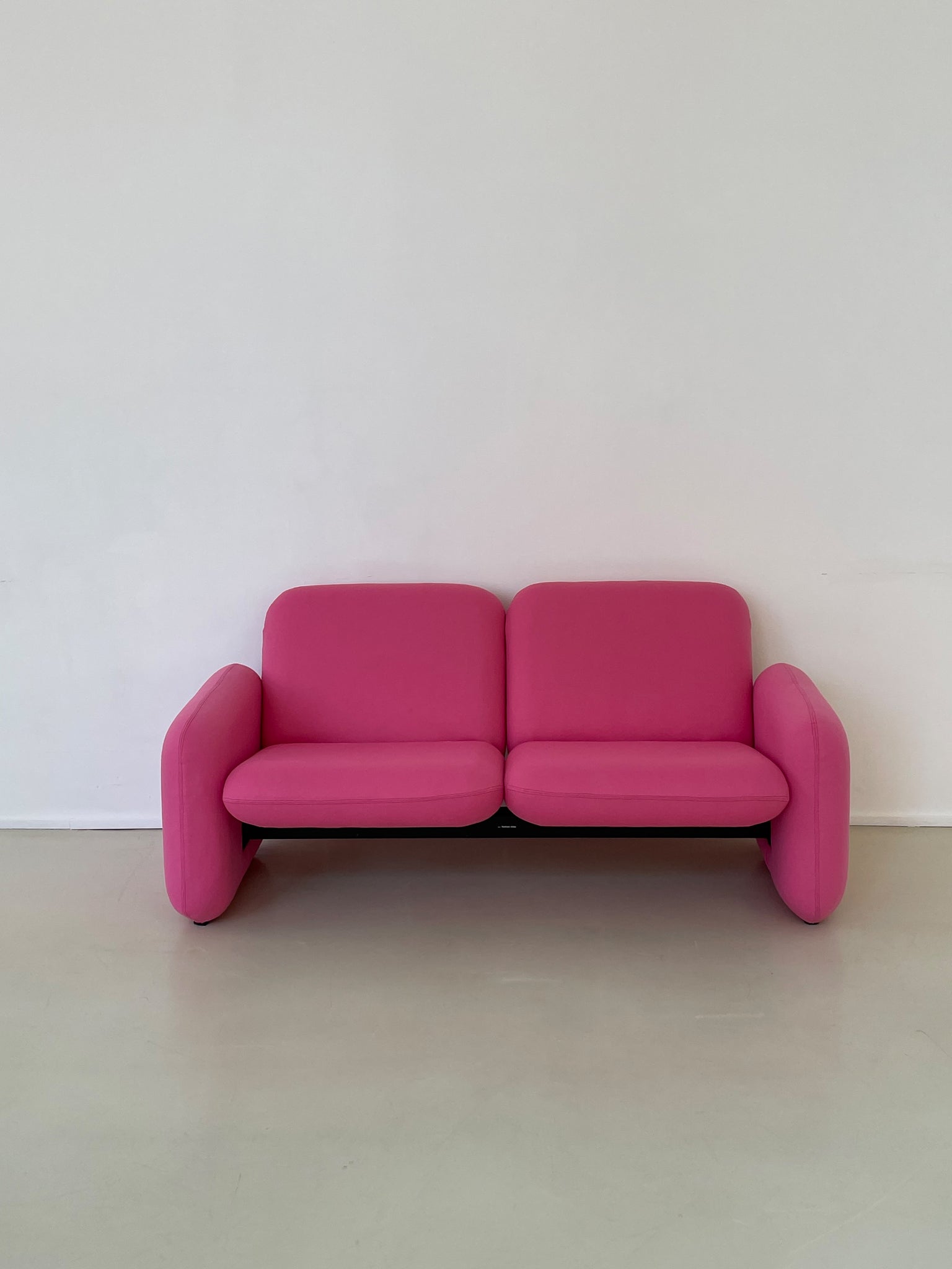 1970s Ray Wilkes Bubble Gum Pink Cashmere Chiclet Sofa