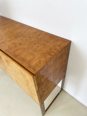 1970s Milo Baughman for Thayer Coggin Burl Wood Credenza