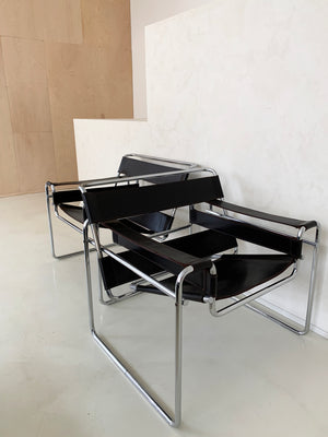 Mid Century Leather Wassily Chair by Marcel Breuer