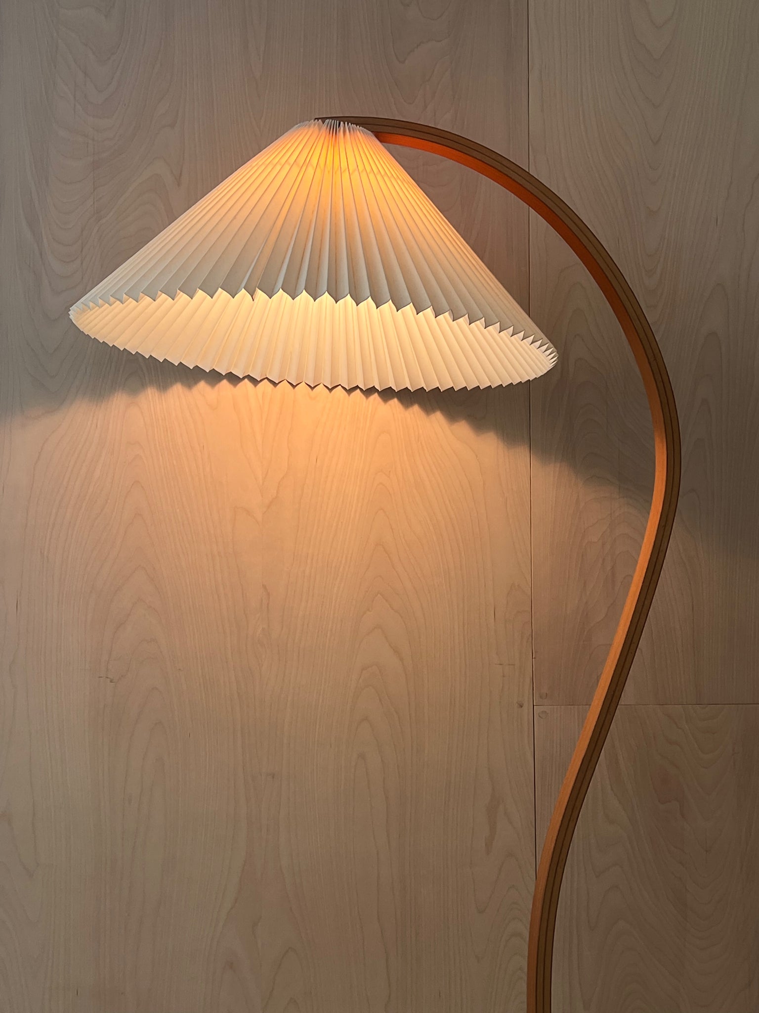 1970s Danish Pleated Caprani Floor Lamp, Bent Teak