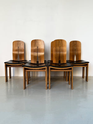 1970's Carlo Scarpa Walnut 1934 765 Dining Chairs for Bernini, Italy