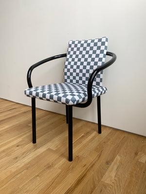 Vintage Ettore Sottsass for Knoll Mandarin Chair in Grey Checked Print - Single