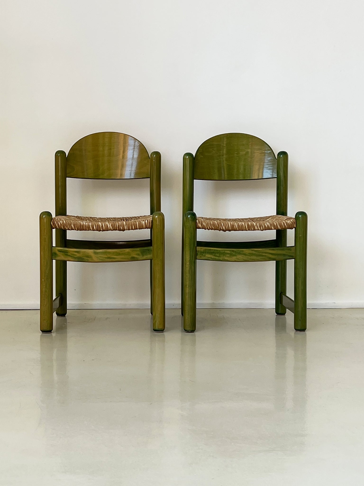 1970s Green Stained Padova Chairs by Hank Loewenstein, Pair