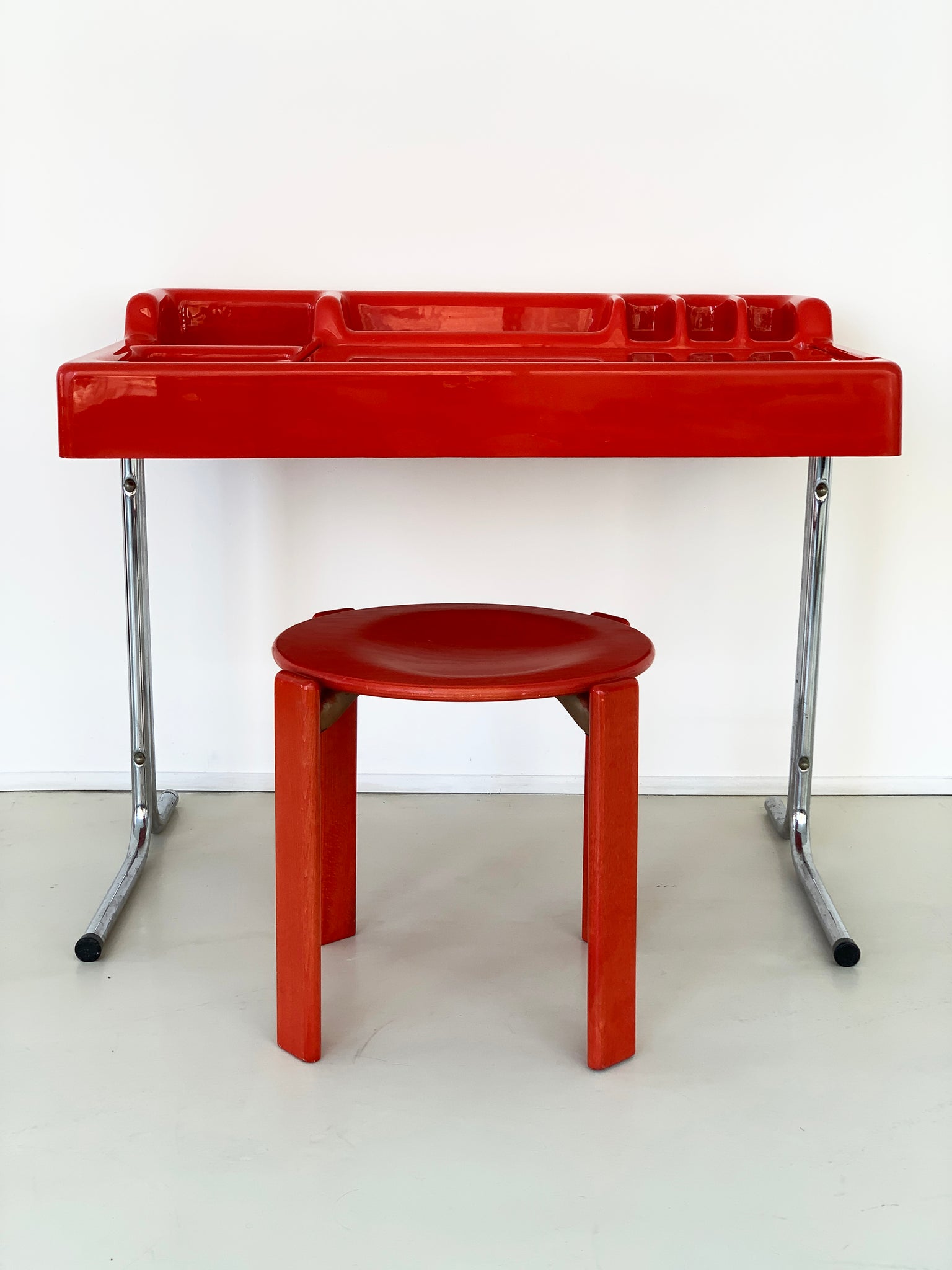 1970s Italian Space Age Orix Red Plastic Desk