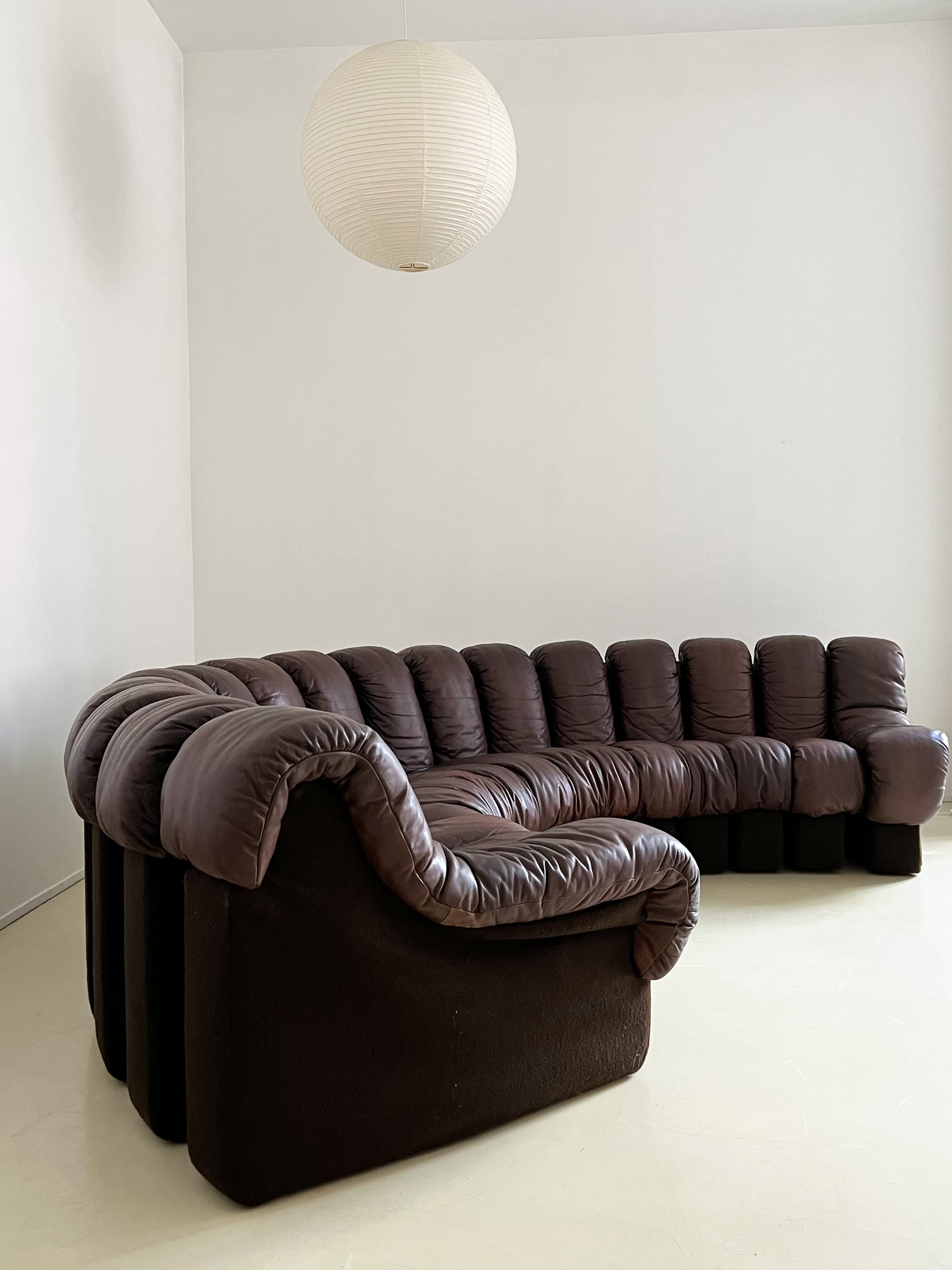 1970s Chocolate Brown Leather De Sede DS600 Non-stop Sofa
