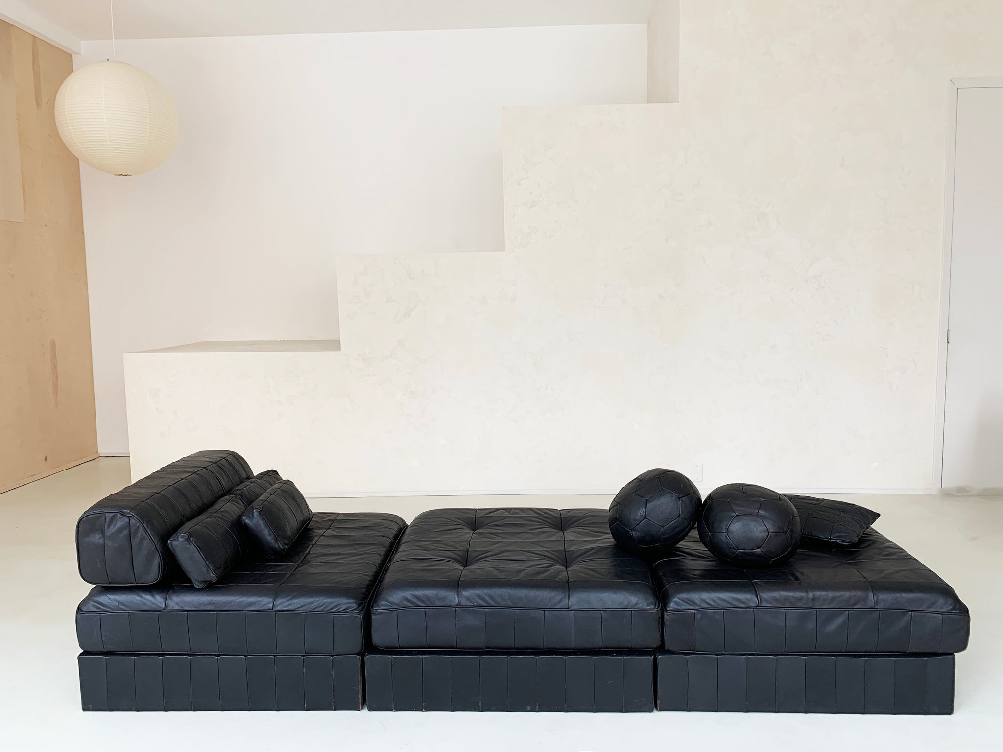1970s Black Leather Patchwork DS 88 Modular Sofa-Bed by De Sede, Switzerland