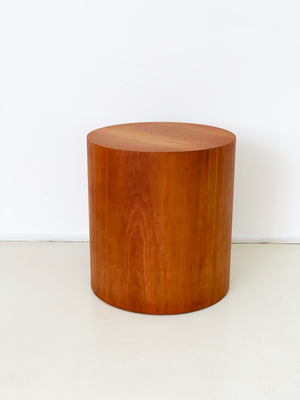 1970s Cherry Wood Drum Side Table