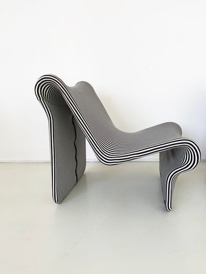 1970s Striped Swedish 099 Easy Chair by Jan Dranger and Johan Huldt