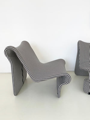1970s Striped Swedish 099 Easy Chair by Jan Dranger and Johan Huldt