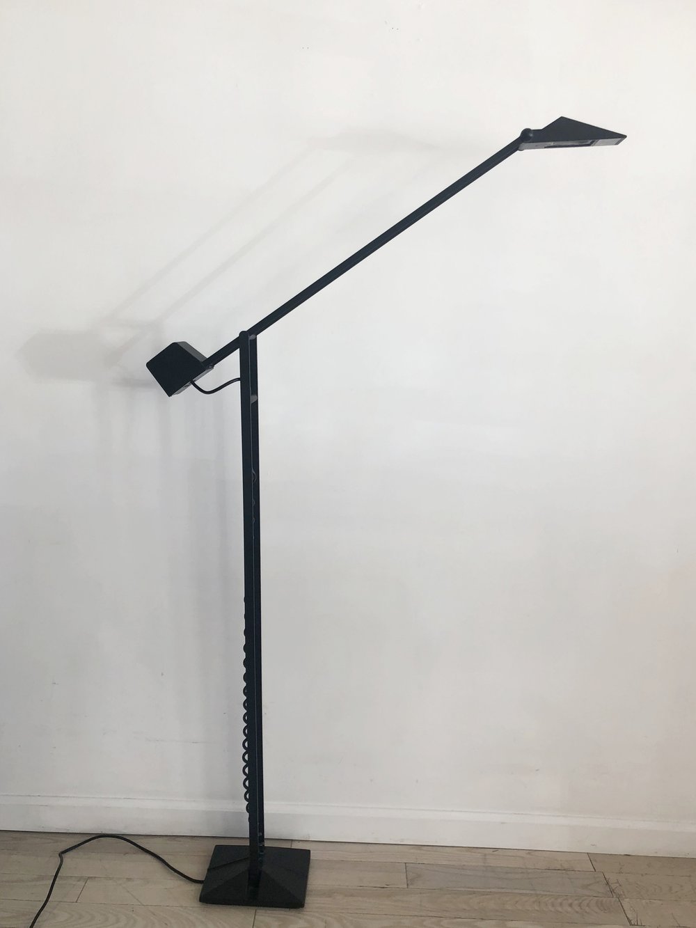 Black Cast Iron and Steel Floor Lamp with Curly Cord by Artup