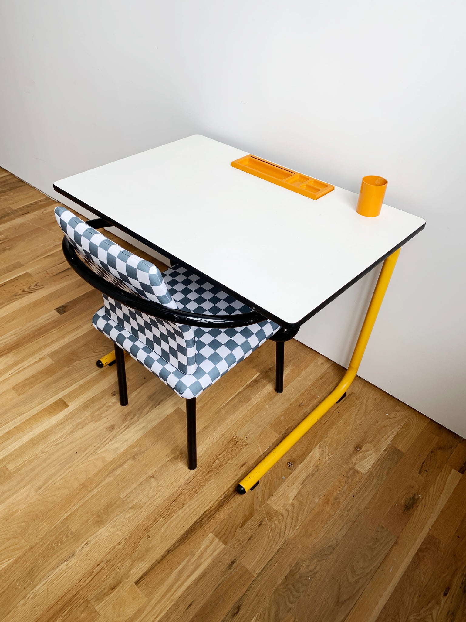 1970s French Yellow + White Desk