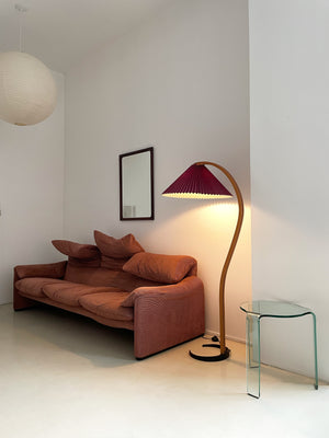 1970s Pleated Shade Curved Floor Lamp by Mads Caprani