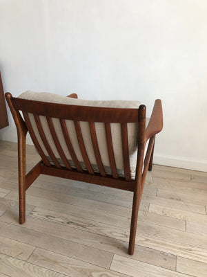 1950s Solid Walnut USA-75 Easy Chair by Folke Ohlsson for Dux Made in Sweden