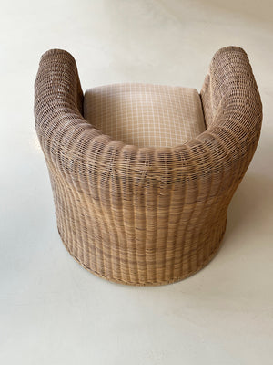 1970s Curved Rattan Lounge Chair