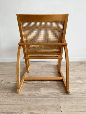 1984 French Beech Wood and Cane Lounge Chair by Pascal Mourgue