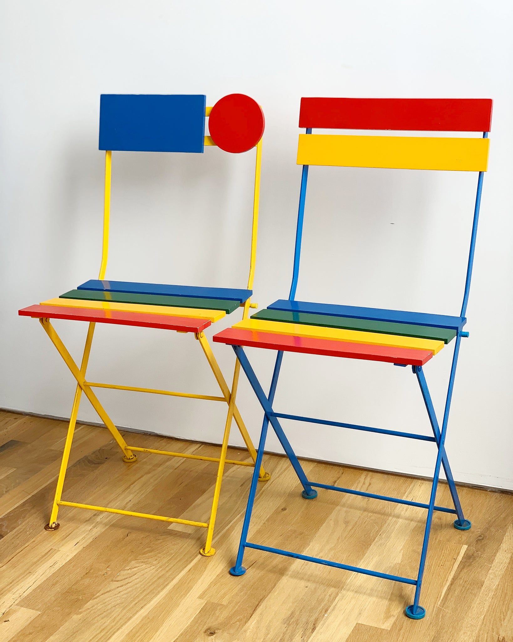 1980s French Multi-Colored Folding Chairs by Denis Ballnd