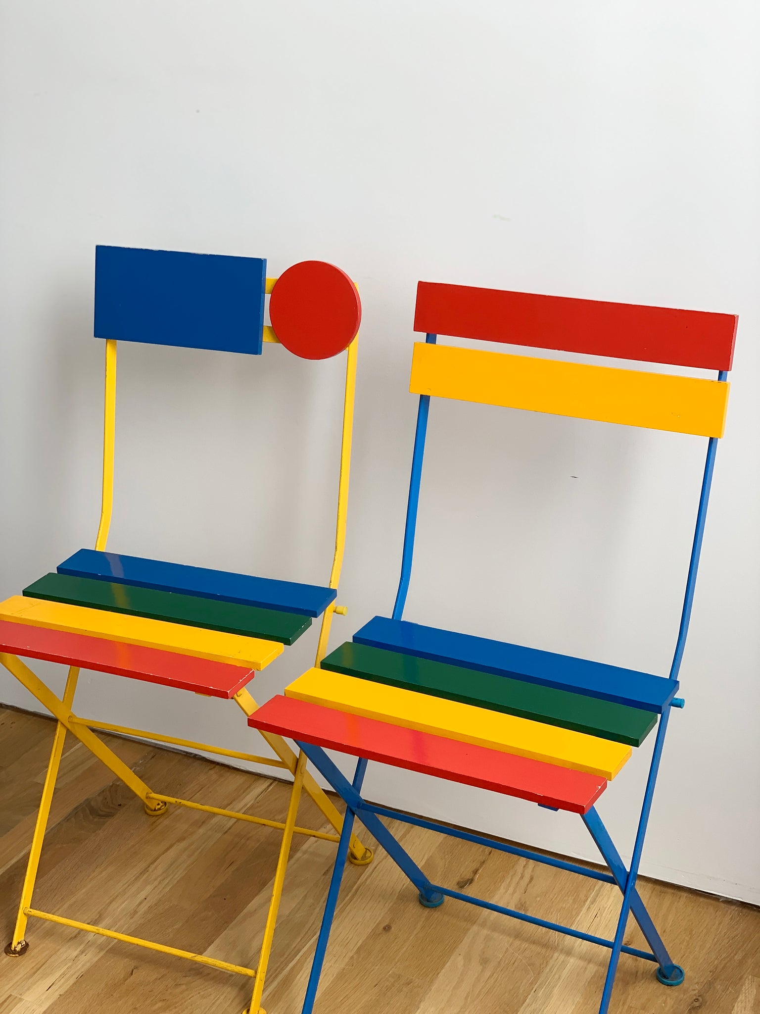 1980s French Multi-Colored Folding Chairs by Denis Ballnd