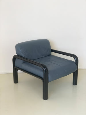 1970s Grey Leather Gae Aulenti For Knoll Lounge Chair