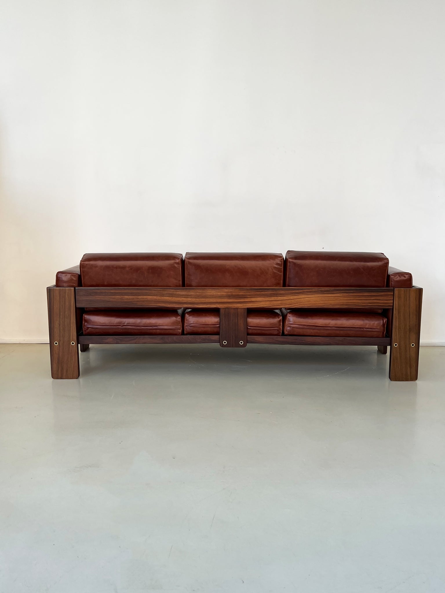 1960s Solid Rosewood and Leather Tobia Scarpa Bastiano Sofa