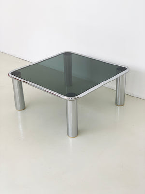 1968 Chrome and Smoked Glass "Sesann" Coffee Table by Gianfranco Frattini for Cassina