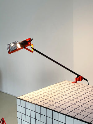 1970s Italian Ernesto Gismondi for Artemide Atomic Orange Adjustable Clip Table Lamp