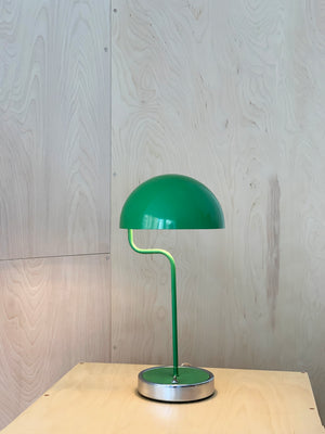1960s Curvy Green Enameled Mushroom Table Lamp