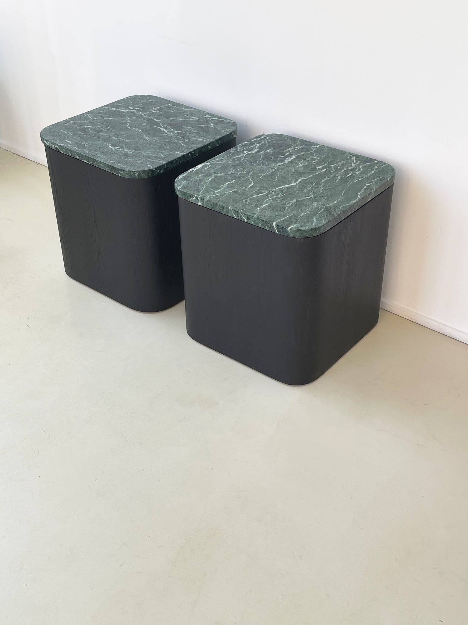 Vintage Paul Mayen Cube Tables with Green Marble