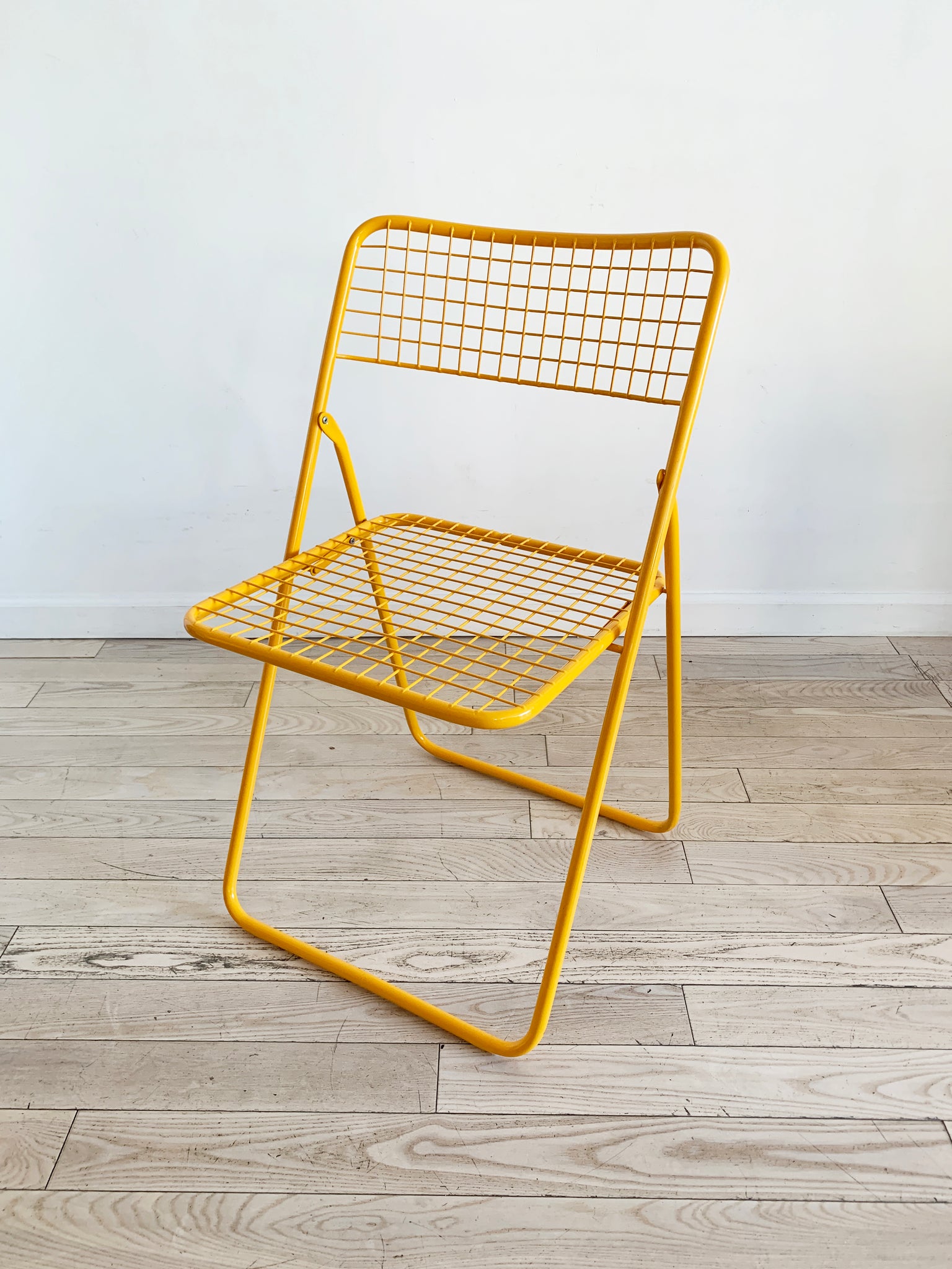 Yellow Metal Grid Folding Chair by Niels Gammelgaard for IKEA, 1979