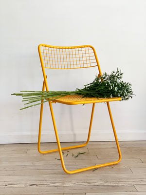 Yellow Metal Grid Folding Chair by Niels Gammelgaard for IKEA, 1979