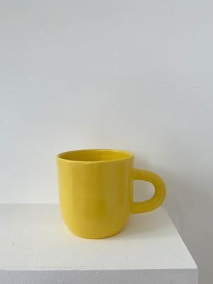 Handmade Ceramic Happy Mug - Yellow, Lime, Black, White