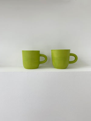 Handmade Ceramic Happy Mug - Yellow, Lime, Black, White