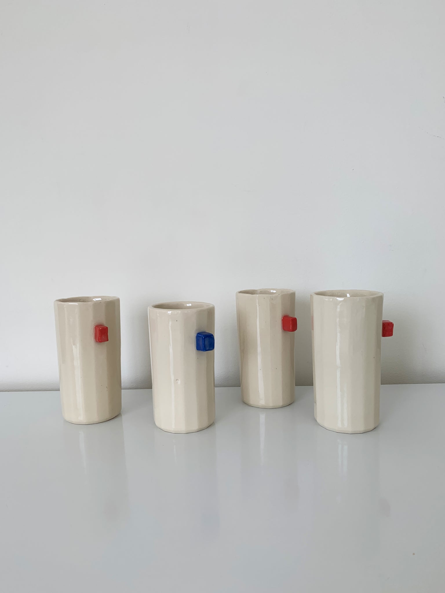 Ceramic Highball Cup - Red or Blue Detail